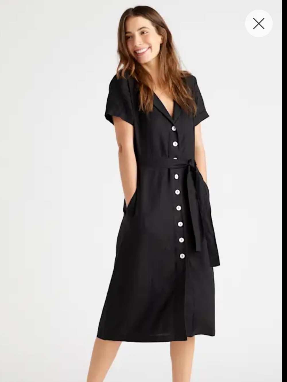 Quince NWT European Linen Button-Front Midi Dress with Belt Size Medium
